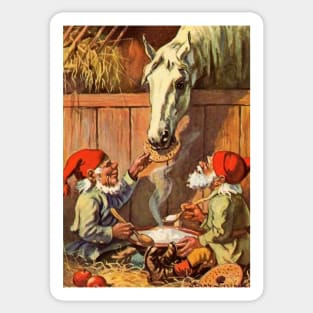 “Dinner in the Stables” by Jenny Nystrom Sticker